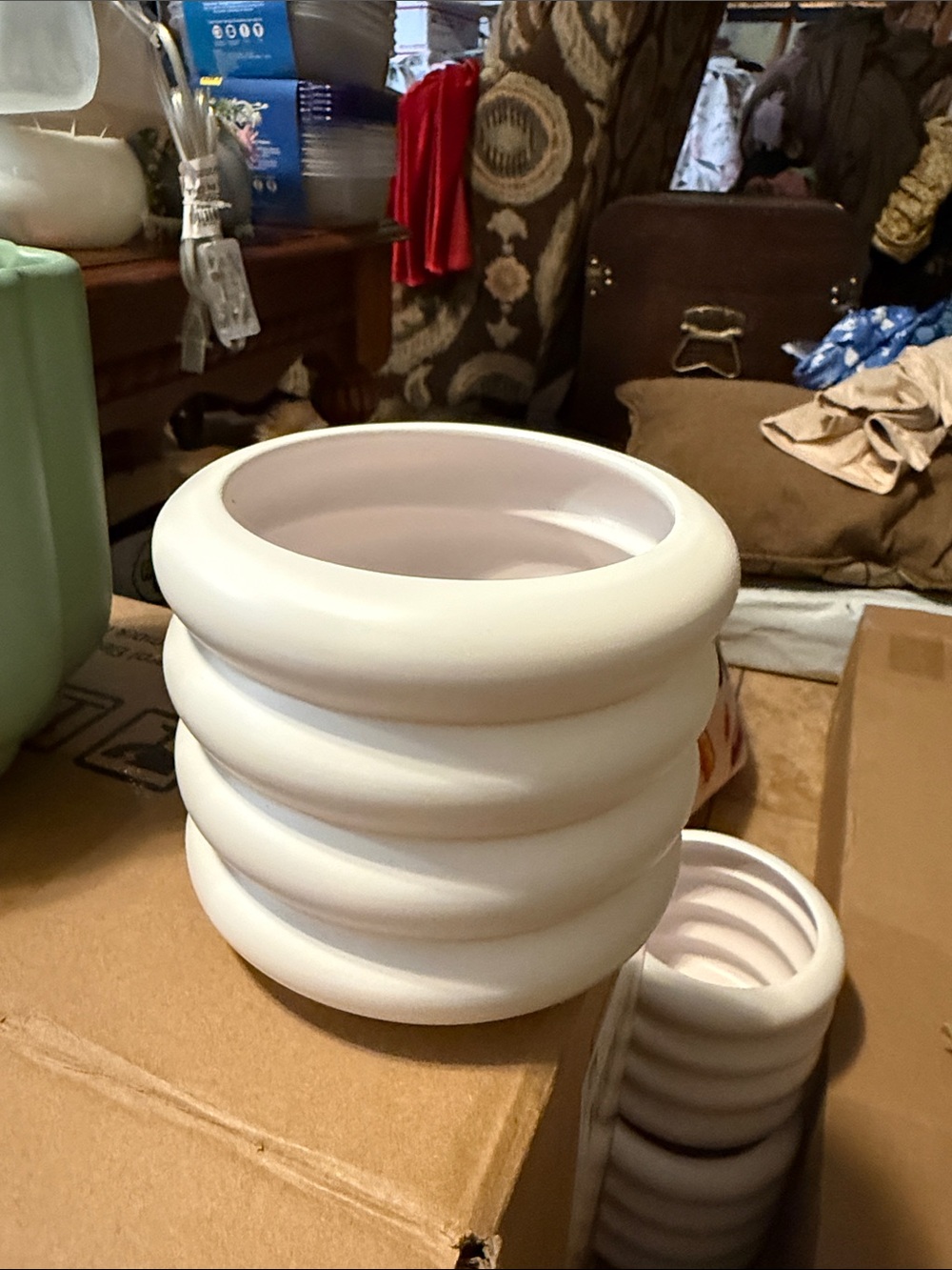 Room Essentials White Ribbed Ceramic Planter